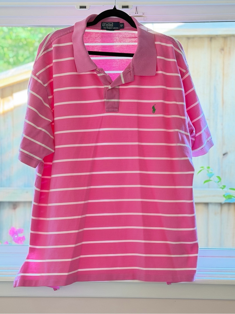 Men’s Big & Tall Iconic Mesh Polo by Ralph Lauren - Pink w/White Stripe